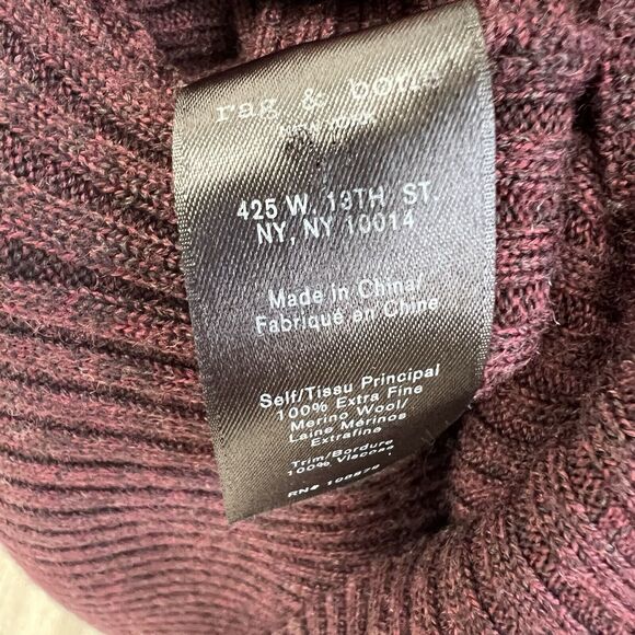 Rag & Bone Reanna 100% Merino Wool Asymmetrical Sweater Dress Sz S Maroon *READ* - Picture 5 of 8